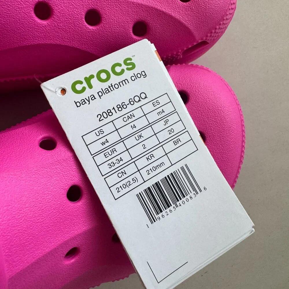 Crocs Baya Platform Clogs Women's Size 4 Electric Pink NWT